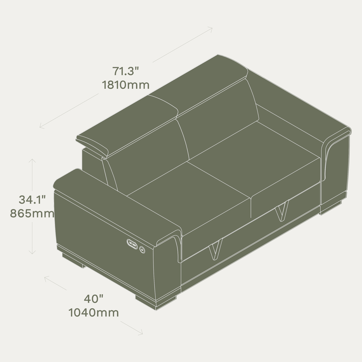 Essential 2 Seater Storage Loveseat dimensions